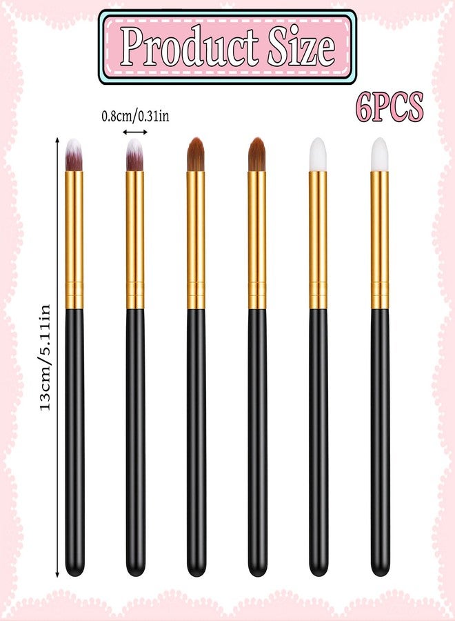 Qulkws 6 Pcs Small Pencil Eyeshadow Brush Eye Makeup Brush Set Round Concealer Eyeshadow Brushs Blending Makeup Tool Reusable for Eyeshadows Eyebrow - Image 2